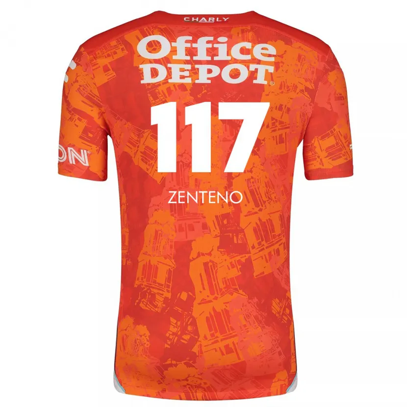 Danxen Mann Gustavo Zenteno #117 Oransje Hvit Bortetrøye Drakt Trøye 2024/25 Skjorter T-Skjorte