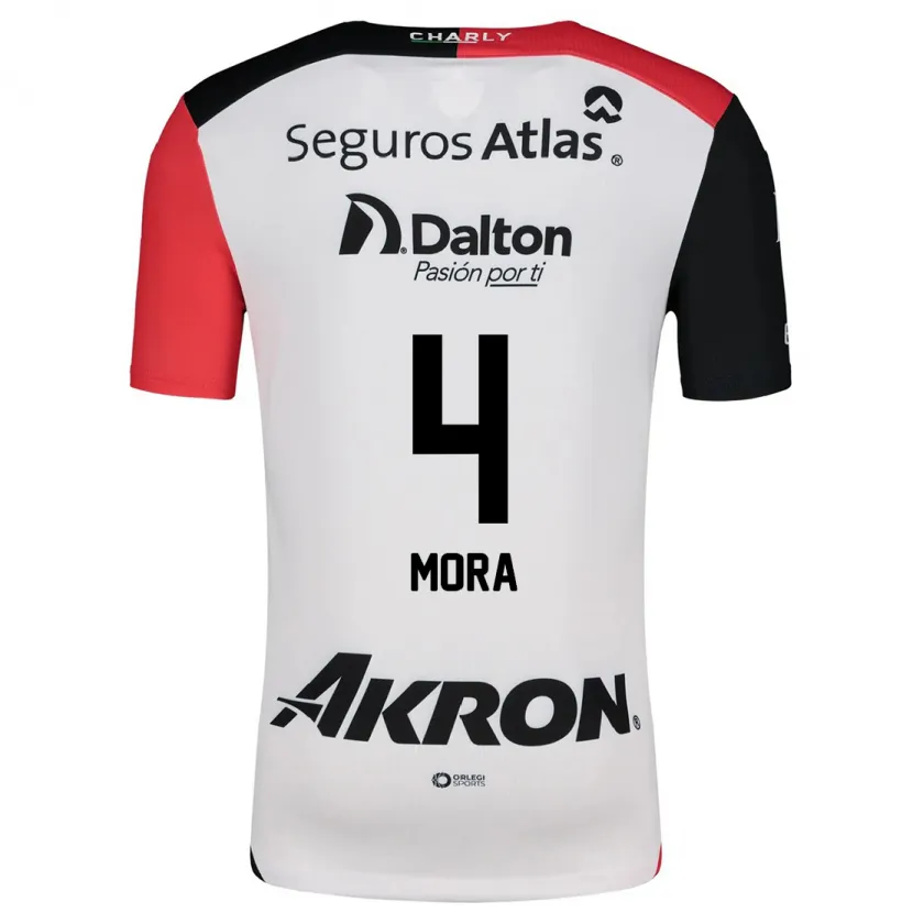 Danxen Mann Adrián Mora #4 Hvit Rød Svart Bortetrøye Drakt Trøye 2024/25 Skjorter T-Skjorte