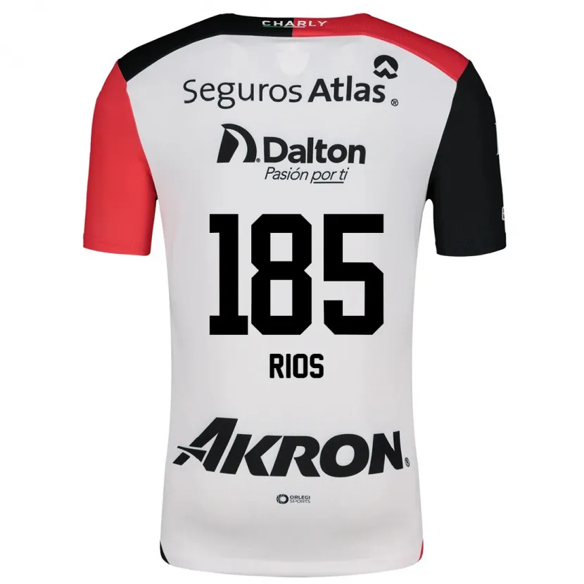 Danxen Mann Víctor Ríos #185 Hvit Rød Svart Bortetrøye Drakt Trøye 2024/25 Skjorter T-Skjorte