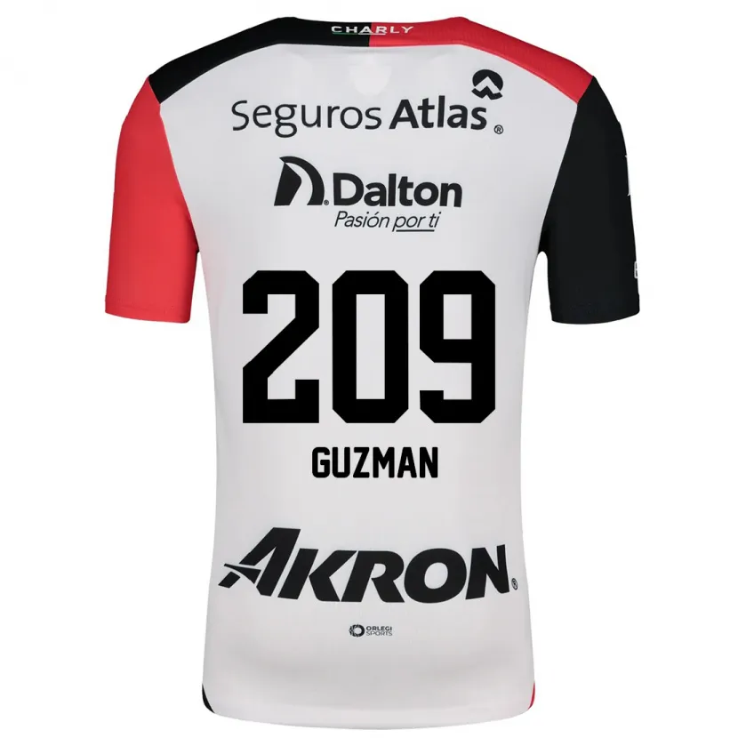Danxen Mann Jorge Guzmán #209 Hvit Rød Svart Bortetrøye Drakt Trøye 2024/25 Skjorter T-Skjorte