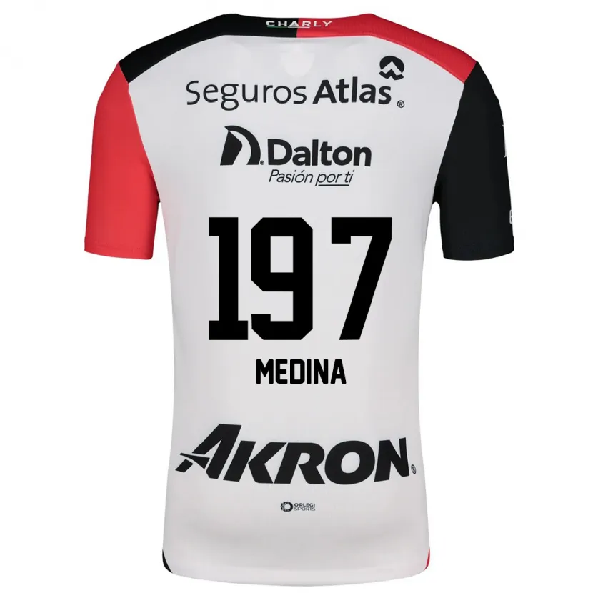 Danxen Mann Héctor Medina #197 Hvit Rød Svart Bortetrøye Drakt Trøye 2024/25 Skjorter T-Skjorte