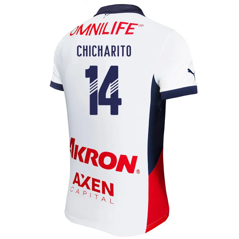 Danxen Mann Chicharito #14 Hvit Rød Blå Bortetrøye Drakt Trøye 2024/25 Skjorter T-Skjorte