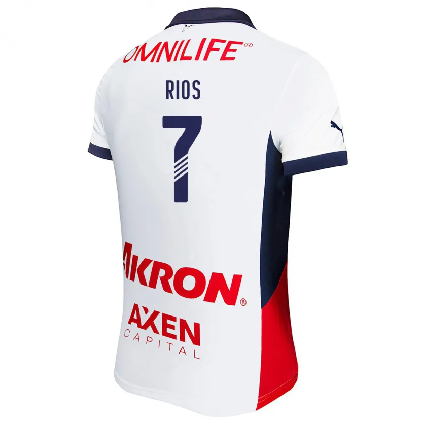 Danxen Mann Daniel Ríos #7 Hvit Rød Blå Bortetrøye Drakt Trøye 2024/25 Skjorter T-Skjorte