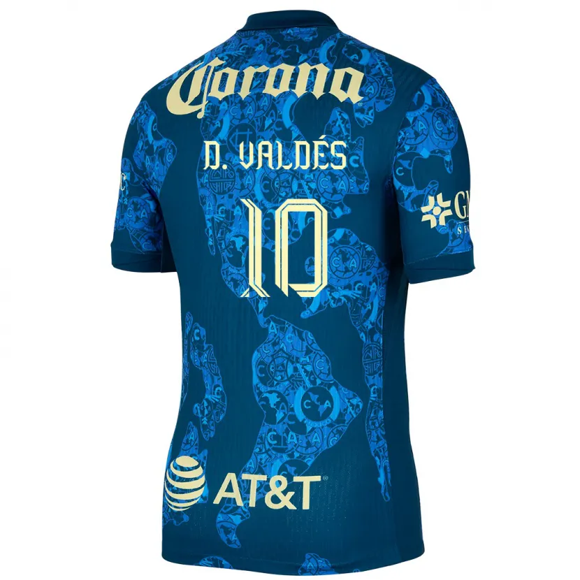 Danxen Mann Diego Valdés #10 Blå Gul Bortetrøye Drakt Trøye 2024/25 Skjorter T-Skjorte
