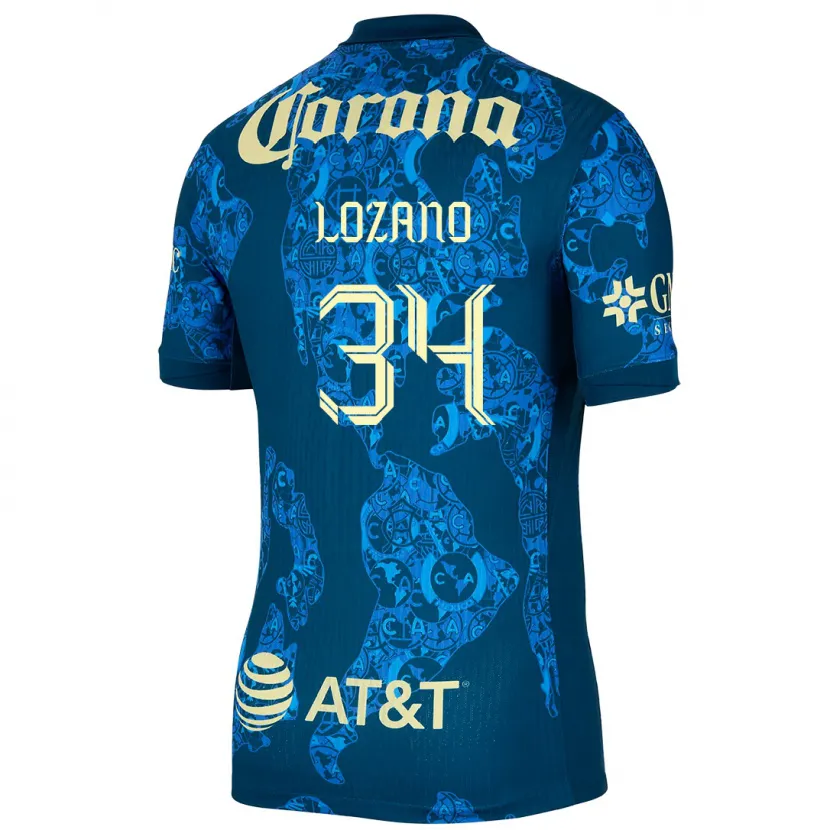Danxen Mann Esteban Lozano #34 Blå Gul Bortetrøye Drakt Trøye 2024/25 Skjorter T-Skjorte