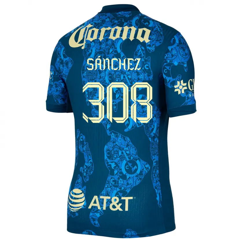 Danxen Mann Oswaldo Sánchez #308 Blå Gul Bortetrøye Drakt Trøye 2024/25 Skjorter T-Skjorte