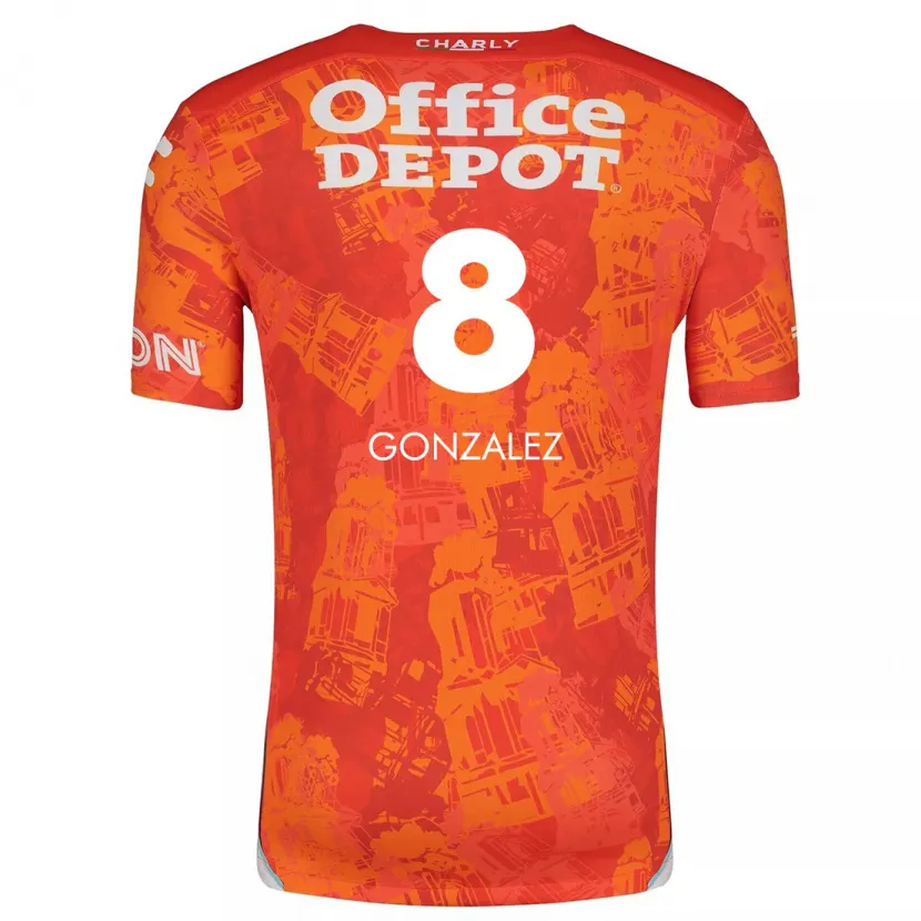 Danxen Dame Bryan González #8 Oransje Hvit Bortetrøye Drakt Trøye 2024/25 Skjorter T-Skjorte
