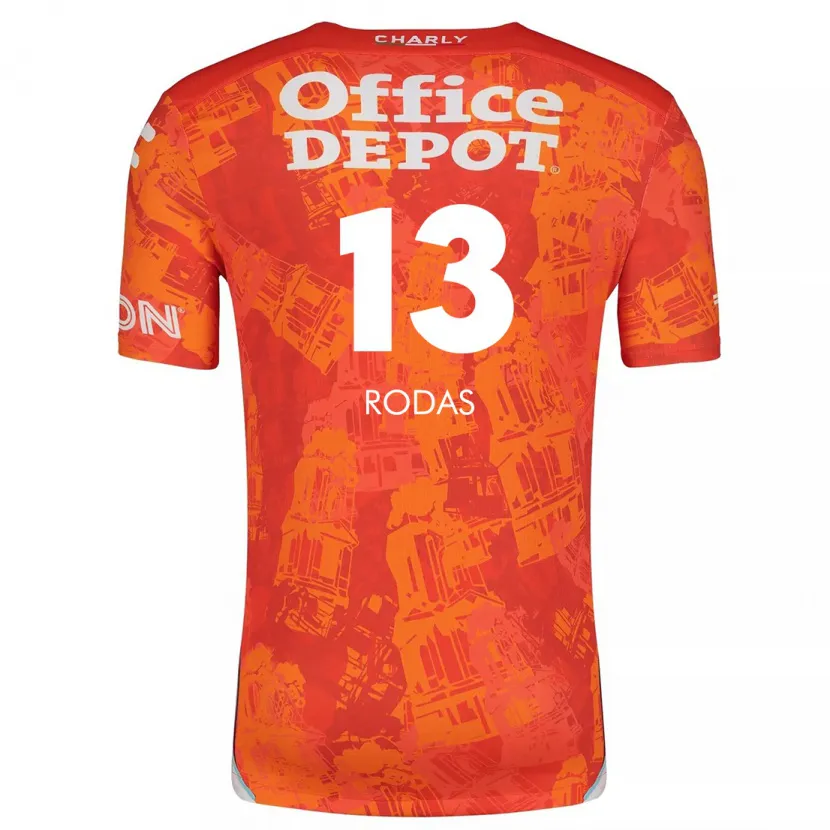 Danxen Dame Carlos Rodas #13 Oransje Hvit Bortetrøye Drakt Trøye 2024/25 Skjorter T-Skjorte
