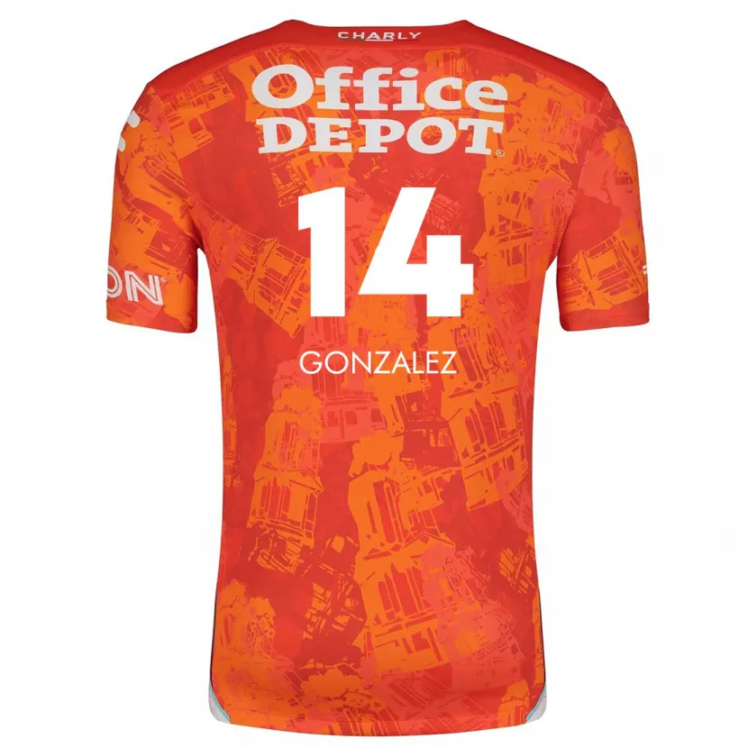 Danxen Dame Arturo González #14 Oransje Hvit Bortetrøye Drakt Trøye 2024/25 Skjorter T-Skjorte