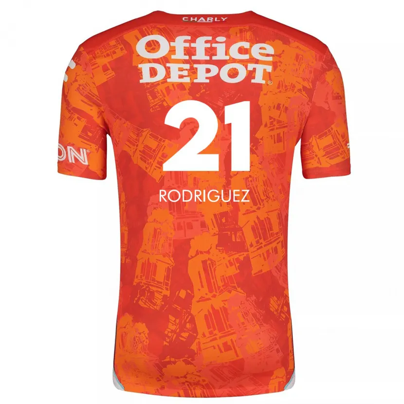 Danxen Dame Valentín Rodríguez #21 Oransje Hvit Bortetrøye Drakt Trøye 2024/25 Skjorter T-Skjorte