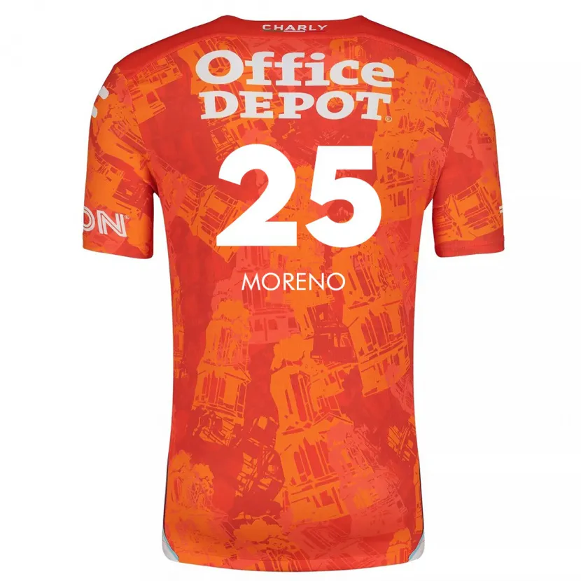 Danxen Dame Carlos Moreno #25 Oransje Hvit Bortetrøye Drakt Trøye 2024/25 Skjorter T-Skjorte