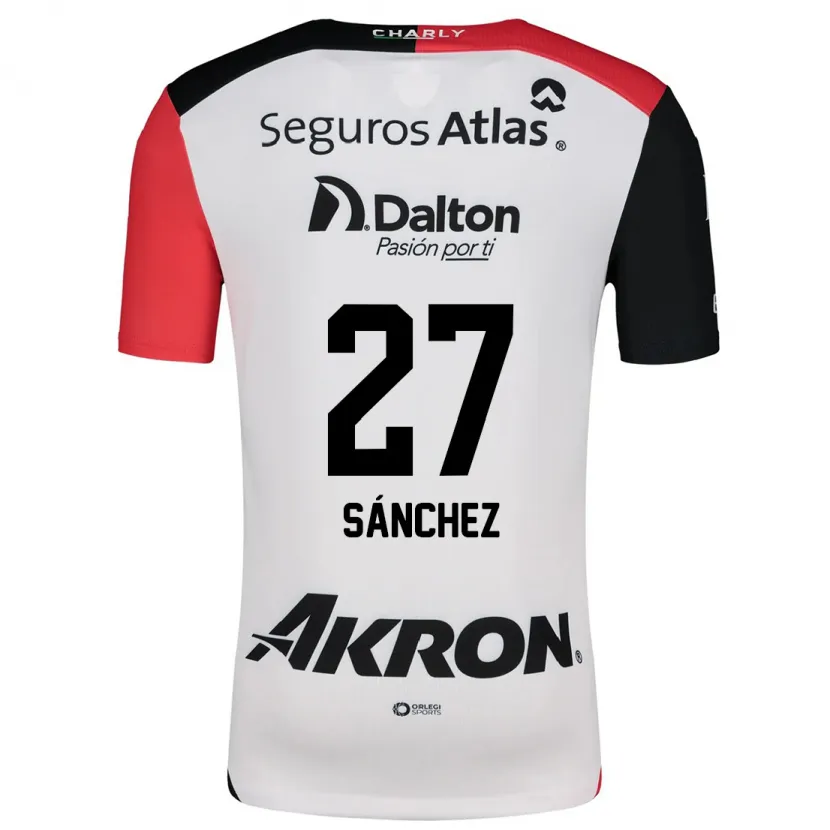 Danxen Dame Antonio Sánchez #27 Hvit Rød Svart Bortetrøye Drakt Trøye 2024/25 Skjorter T-Skjorte