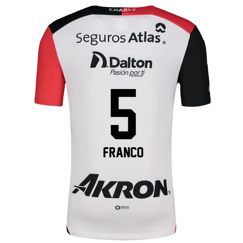 Danxen Dame Alejandra Franco #5 Hvit Rød Svart Bortetrøye Drakt Trøye 2024/25 Skjorter T-Skjorte