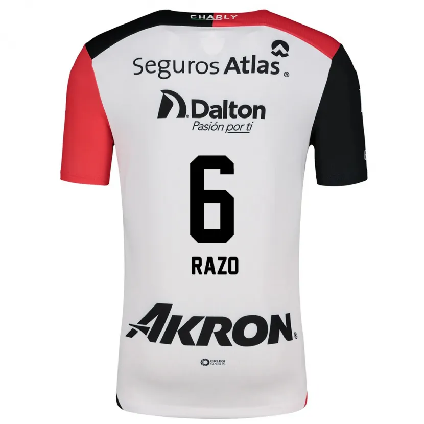 Danxen Dame Valeria Razo #6 Hvit Rød Svart Bortetrøye Drakt Trøye 2024/25 Skjorter T-Skjorte