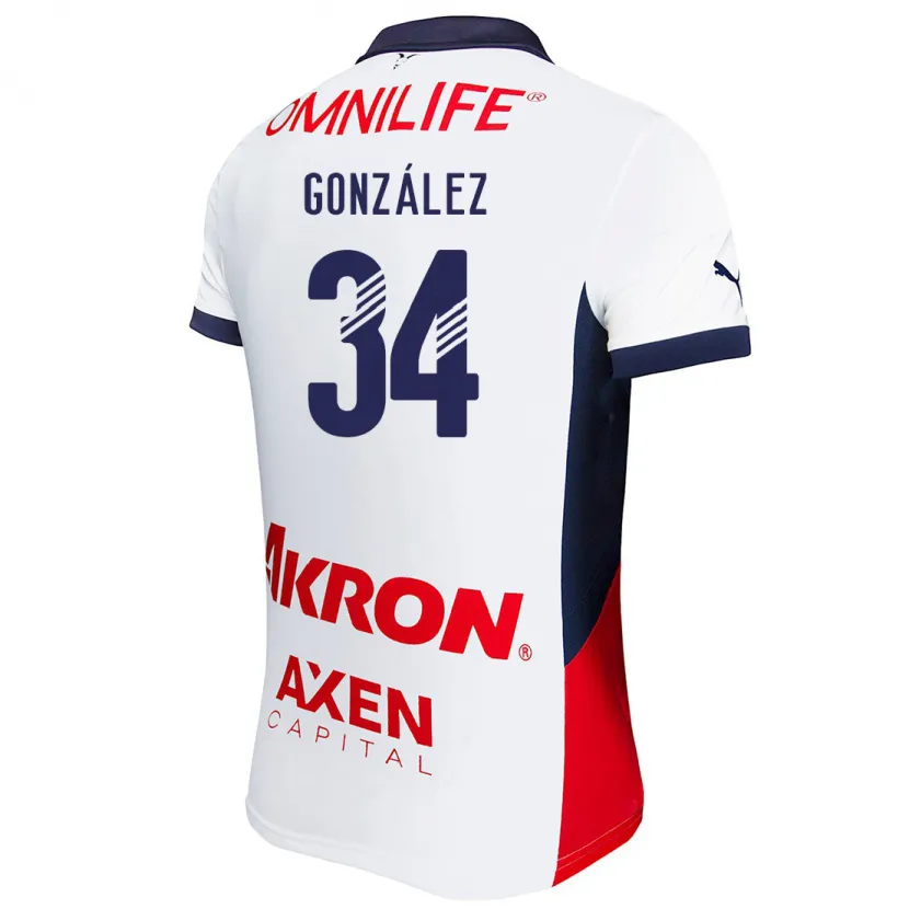 Danxen Dame Armando González #34 Hvit Rød Blå Bortetrøye Drakt Trøye 2024/25 Skjorter T-Skjorte