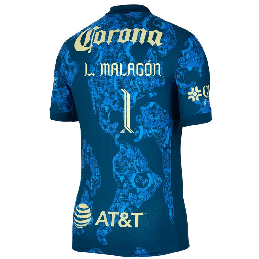 Danxen Dame Luis Malagón #1 Blå Gul Bortetrøye Drakt Trøye 2024/25 Skjorter T-Skjorte