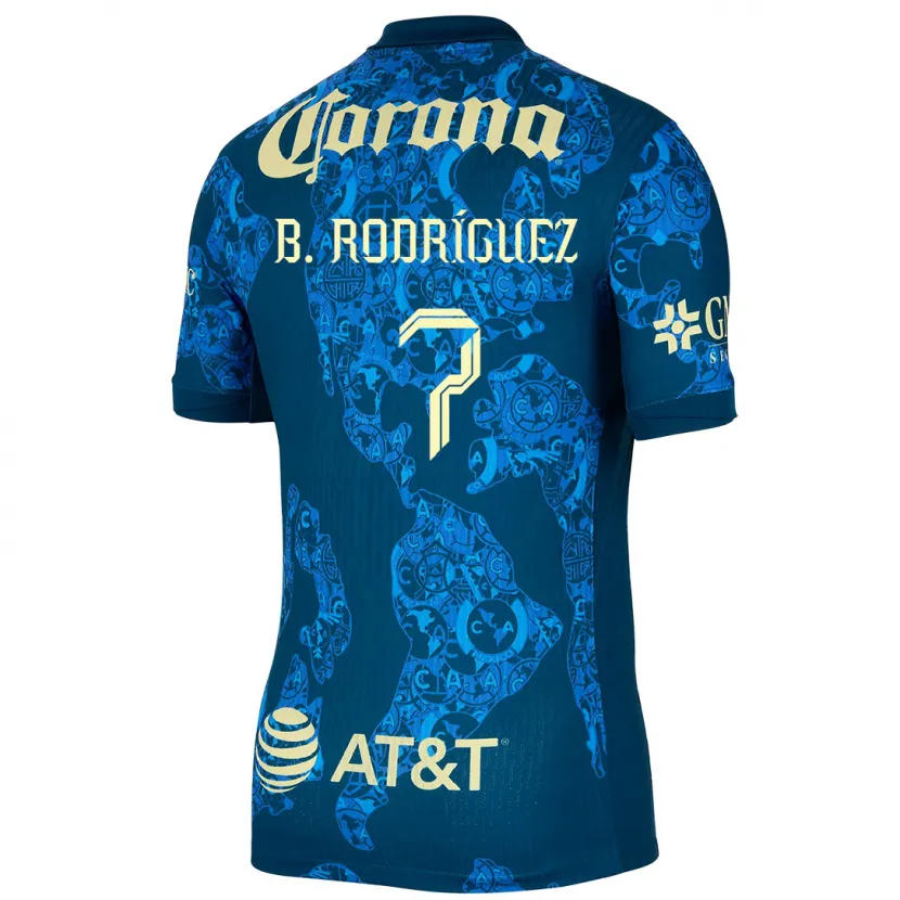 Danxen Dame Brian Rodríguez #7 Blå Gul Bortetrøye Drakt Trøye 2024/25 Skjorter T-Skjorte