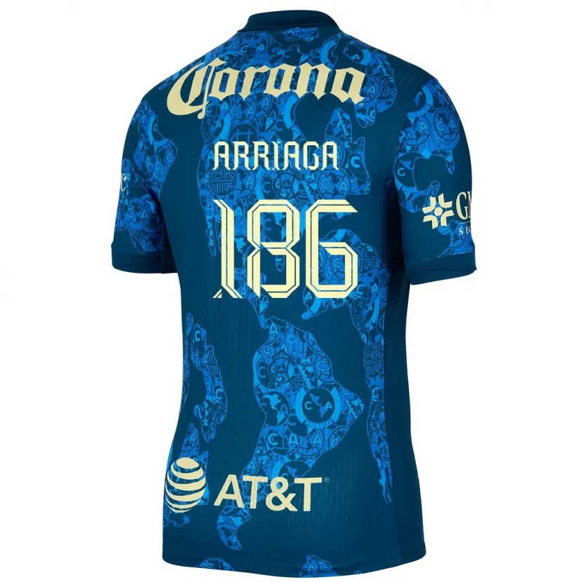 Danxen Dame Diego Arriaga #186 Blå Gul Bortetrøye Drakt Trøye 2024/25 Skjorter T-Skjorte
