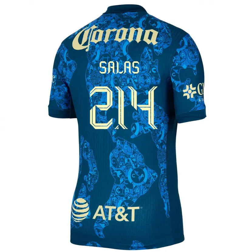 Danxen Dame Patricio Salas #214 Blå Gul Bortetrøye Drakt Trøye 2024/25 Skjorter T-Skjorte