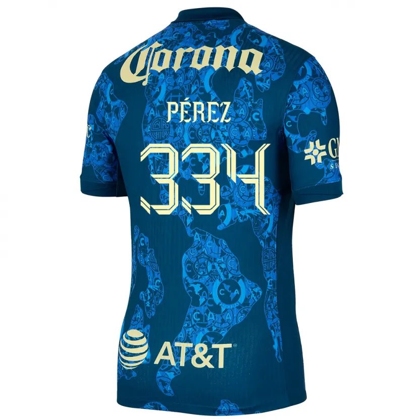 Danxen Dame Diego Pérez #334 Blå Gul Bortetrøye Drakt Trøye 2024/25 Skjorter T-Skjorte