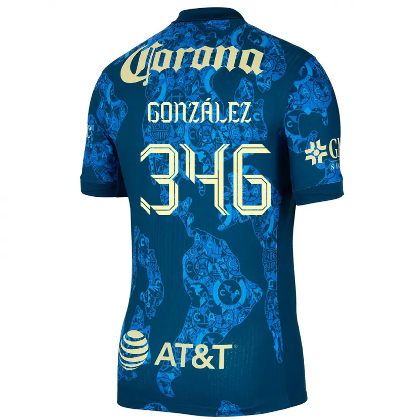 Danxen Dame Ricardo González #346 Blå Gul Bortetrøye Drakt Trøye 2024/25 Skjorter T-Skjorte