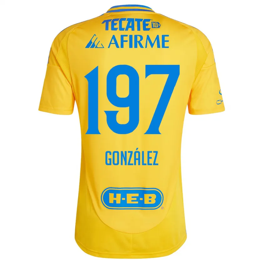 Danxen Barn Germán González #197 Gull Gul Hjemmetrøye Drakt Trøye 2024/25 Skjorter T-Skjorte