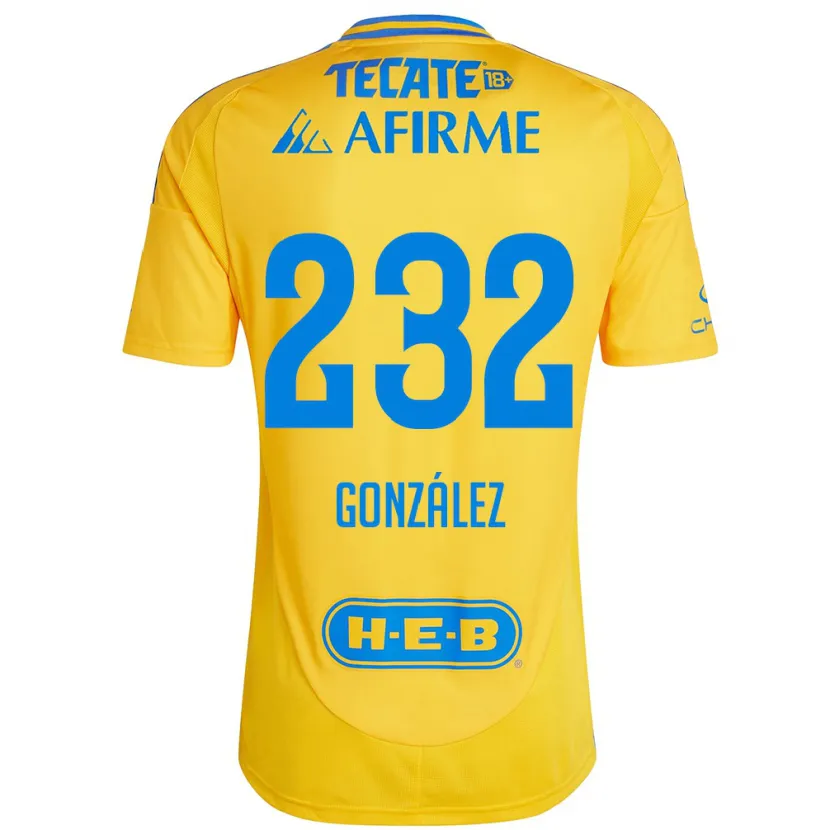 Danxen Barn César González #232 Gull Gul Hjemmetrøye Drakt Trøye 2024/25 Skjorter T-Skjorte