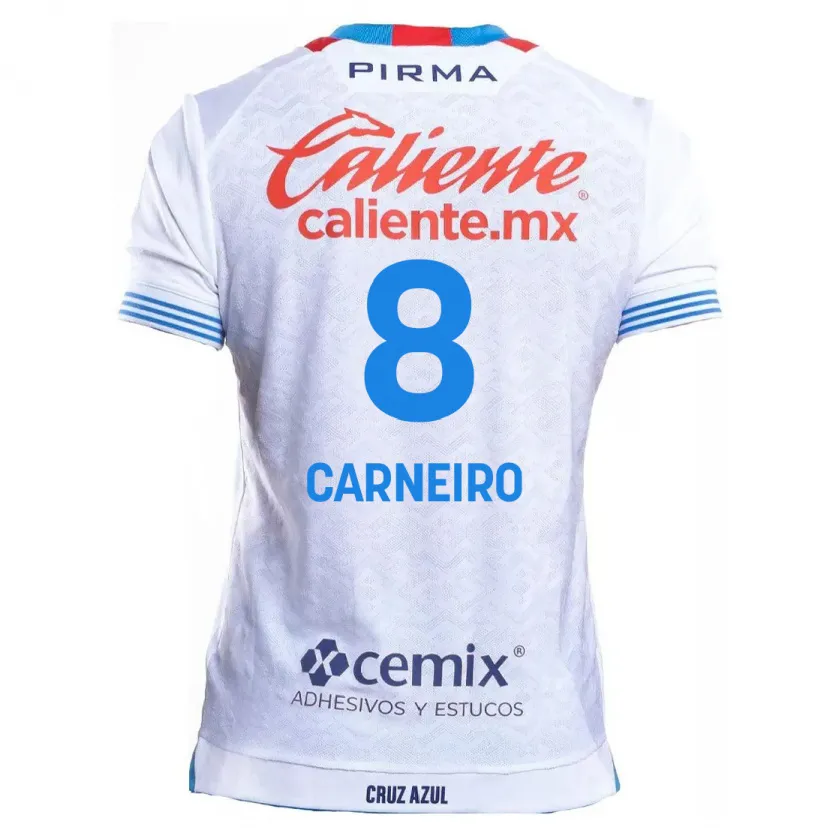Danxen Barn Gonzalo Carneiro #8 Hvit Blå Bortetrøye Drakt Trøye 2024/25 Skjorter T-Skjorte