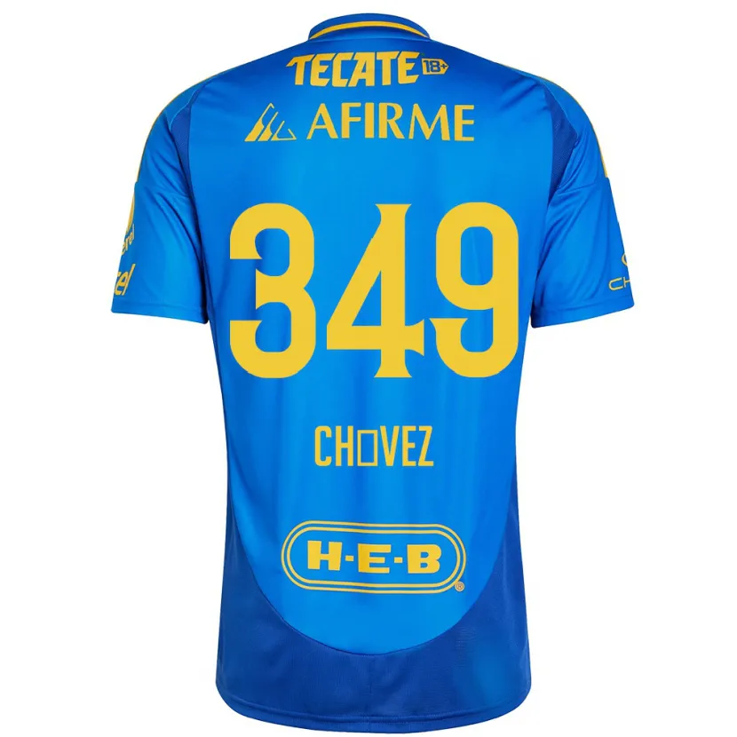 Danxen Barn Jorge Chávez #349 Blå Gul Bortetrøye Drakt Trøye 2024/25 Skjorter T-Skjorte