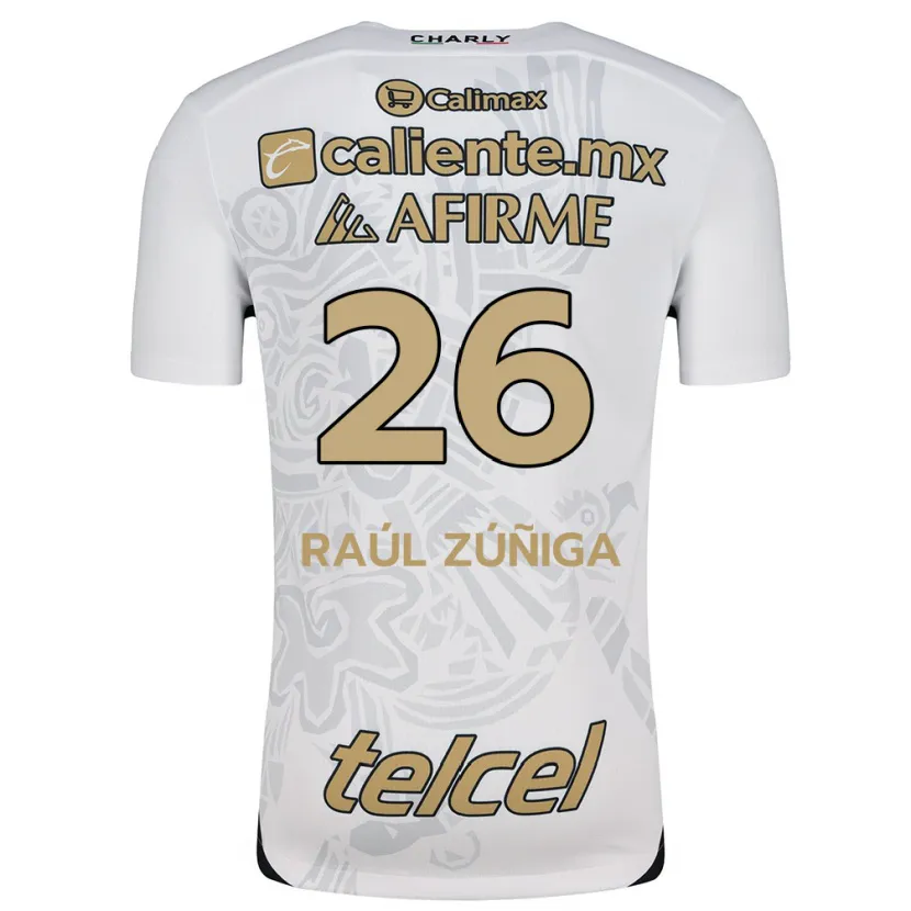 Danxen Barn José Raúl Zúñiga #26 Hvit Svart Bortetrøye Drakt Trøye 2024/25 Skjorter T-Skjorte