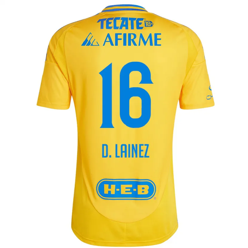 Danxen Mann Diego Lainez #16 Gull Gul Hjemmetrøye Drakt Trøye 2024/25 Skjorter T-Skjorte