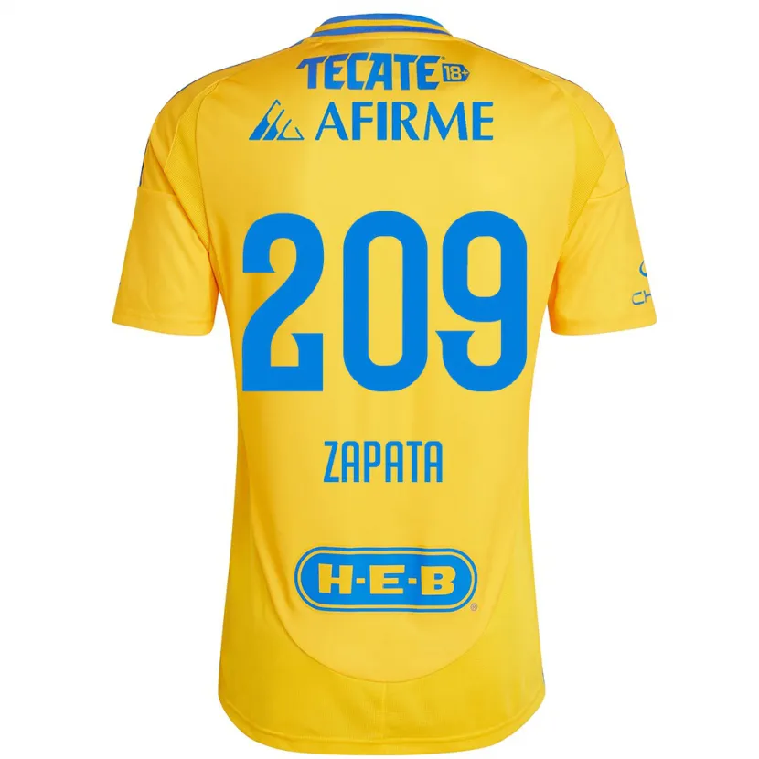 Danxen Mann Jorge Zapata #209 Gull Gul Hjemmetrøye Drakt Trøye 2024/25 Skjorter T-Skjorte
