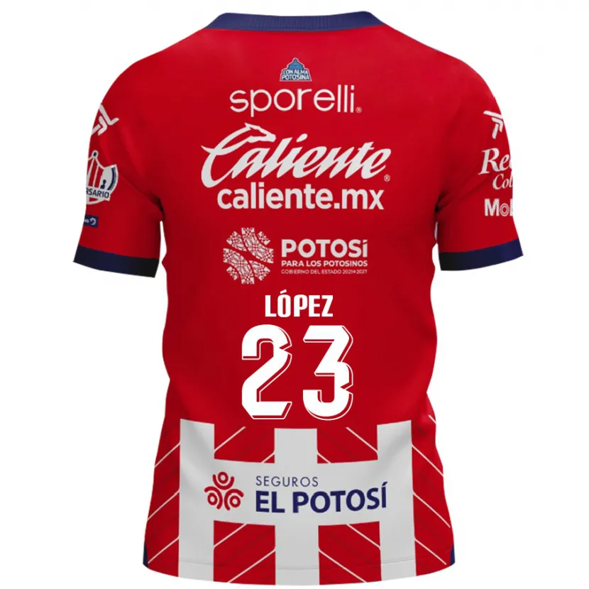Danxen Mann César López #23 Rød Hvit Hjemmetrøye Drakt Trøye 2024/25 Skjorter T-Skjorte