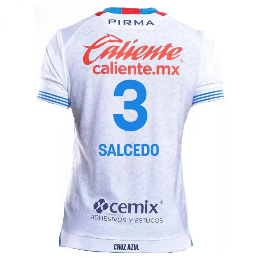 Danxen Mann Carlos Salcedo #3 Hvit Blå Bortetrøye Drakt Trøye 2024/25 Skjorter T-Skjorte