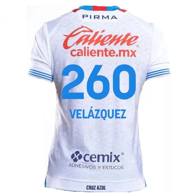Danxen Mann Víctor Velázquez #260 Hvit Blå Bortetrøye Drakt Trøye 2024/25 Skjorter T-Skjorte