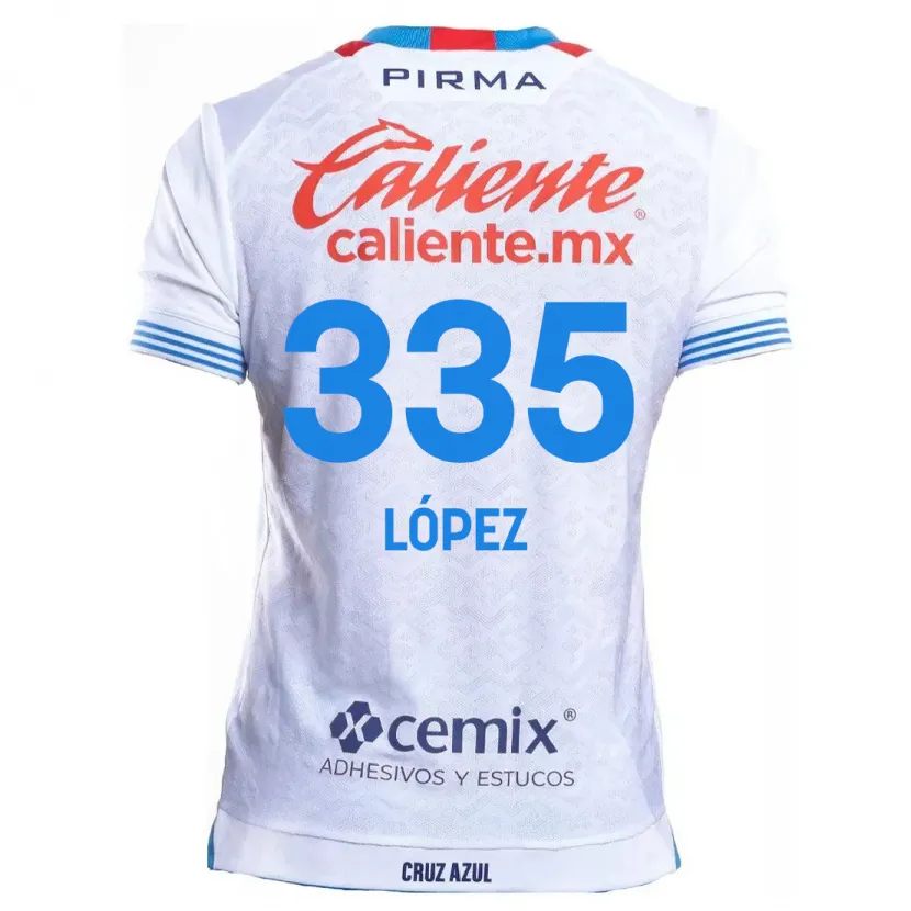 Danxen Mann Alfredo López #335 Hvit Blå Bortetrøye Drakt Trøye 2024/25 Skjorter T-Skjorte
