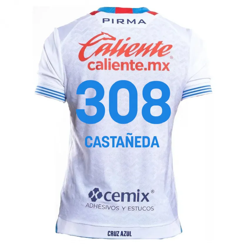 Danxen Mann Emiliano Castañeda #308 Hvit Blå Bortetrøye Drakt Trøye 2024/25 Skjorter T-Skjorte