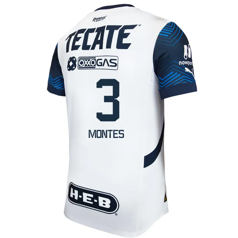 Danxen Mann Cesar Montes #3 Hvit Blå Bortetrøye Drakt Trøye 2024/25 Skjorter T-Skjorte