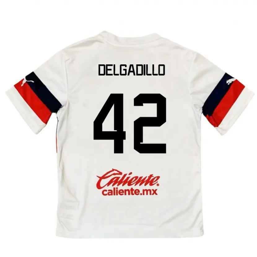 Danxen Mann Diego Delgadillo #42 Hvit Rød Bortetrøye Drakt Trøye 2024/25 Skjorter T-Skjorte