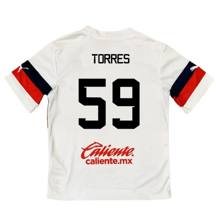 Danxen Mann Christian Torres #59 Hvit Rød Bortetrøye Drakt Trøye 2024/25 Skjorter T-Skjorte