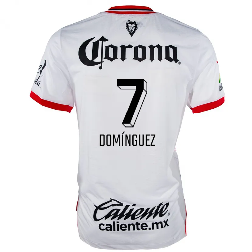 Danxen Mann Juan Domínguez #7 Hvit Rød Bortetrøye Drakt Trøye 2024/25 Skjorter T-Skjorte