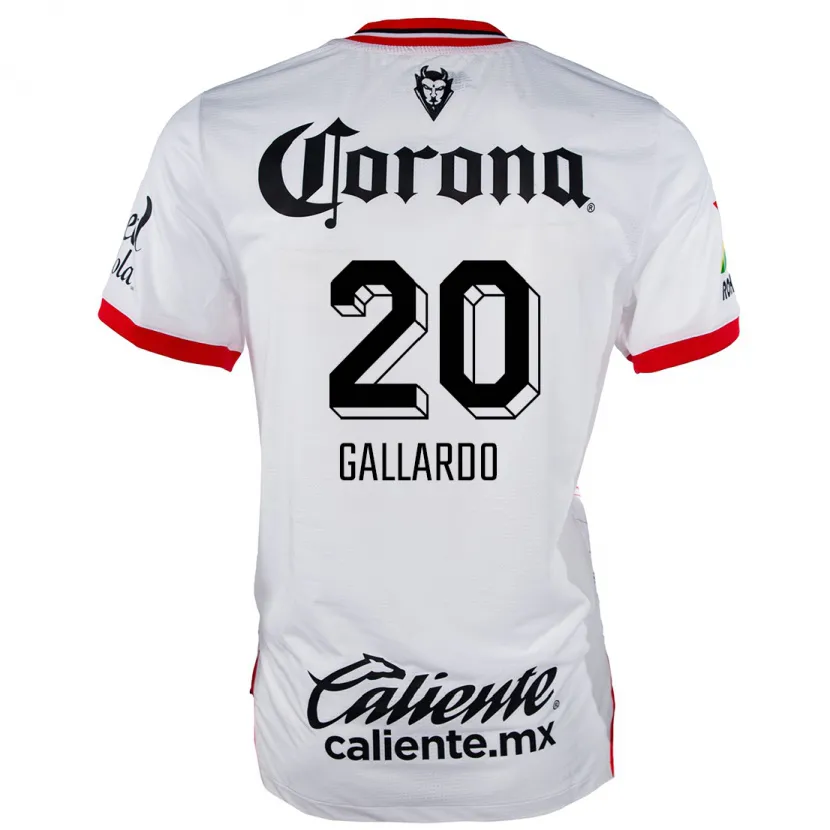 Danxen Mann Jesús Gallardo #20 Hvit Rød Bortetrøye Drakt Trøye 2024/25 Skjorter T-Skjorte