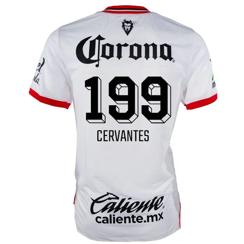Danxen Mann Axel Cervantes #199 Hvit Rød Bortetrøye Drakt Trøye 2024/25 Skjorter T-Skjorte