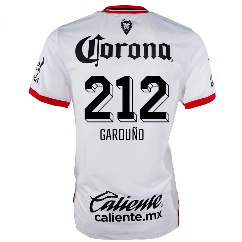 Danxen Mann Carlos Garduño #212 Hvit Rød Bortetrøye Drakt Trøye 2024/25 Skjorter T-Skjorte