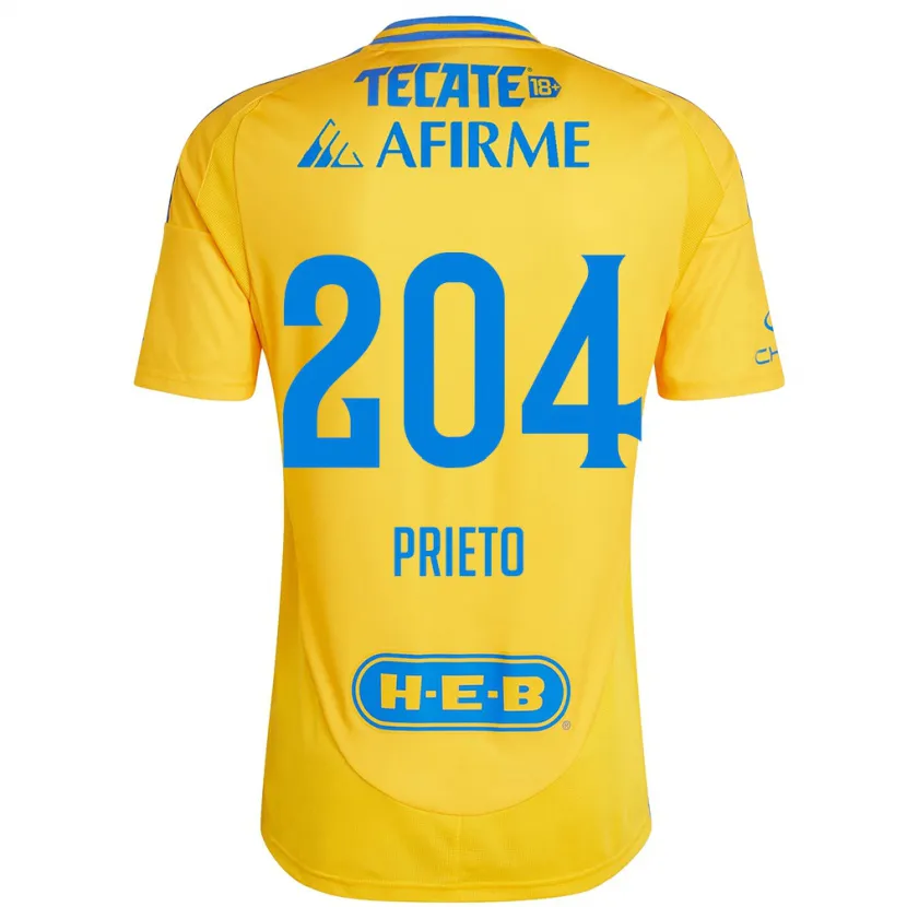 Danxen Dame Leonel Prieto #204 Gull Gul Hjemmetrøye Drakt Trøye 2024/25 Skjorter T-Skjorte