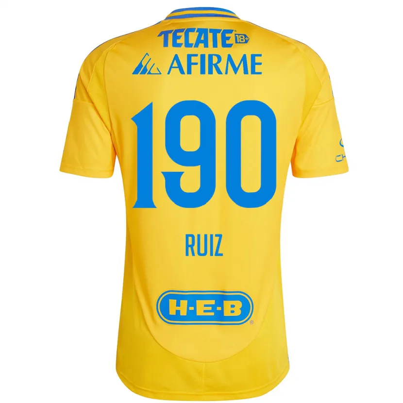 Danxen Dame Óscar Ruiz #190 Gull Gul Hjemmetrøye Drakt Trøye 2024/25 Skjorter T-Skjorte