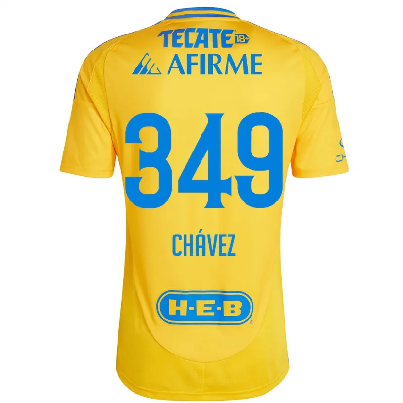 Danxen Dame Jorge Chávez #349 Gull Gul Hjemmetrøye Drakt Trøye 2024/25 Skjorter T-Skjorte