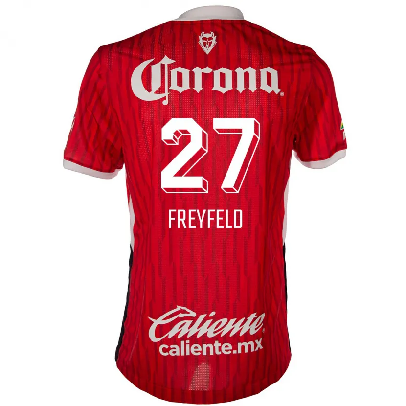 Danxen Dame Emiliano Freyfeld #27 Rød Hvit Hjemmetrøye Drakt Trøye 2024/25 Skjorter T-Skjorte