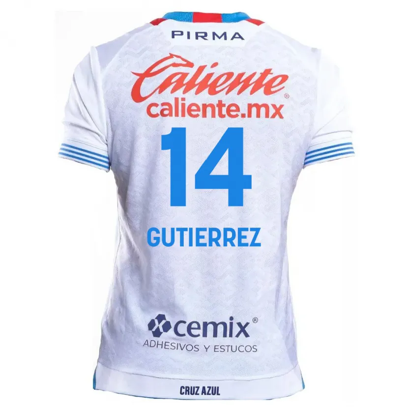 Danxen Dame Alexis Gutiérrez #14 Hvit Blå Bortetrøye Drakt Trøye 2024/25 Skjorter T-Skjorte