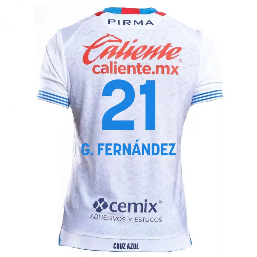 Danxen Dame Gabriel Fernández #21 Hvit Blå Bortetrøye Drakt Trøye 2024/25 Skjorter T-Skjorte